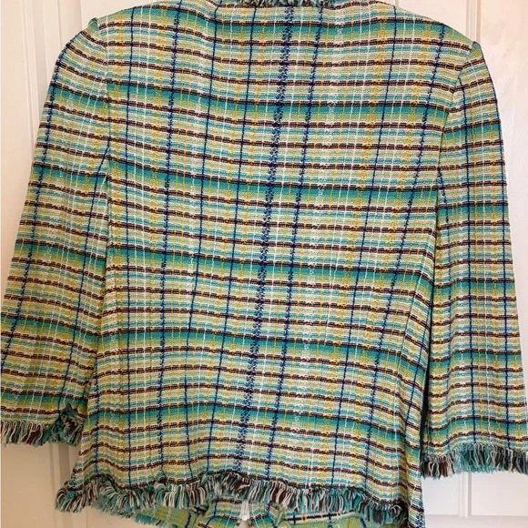 St. John Collection Multicolor Plaid Tweed Blazer - Picture 2 of 6